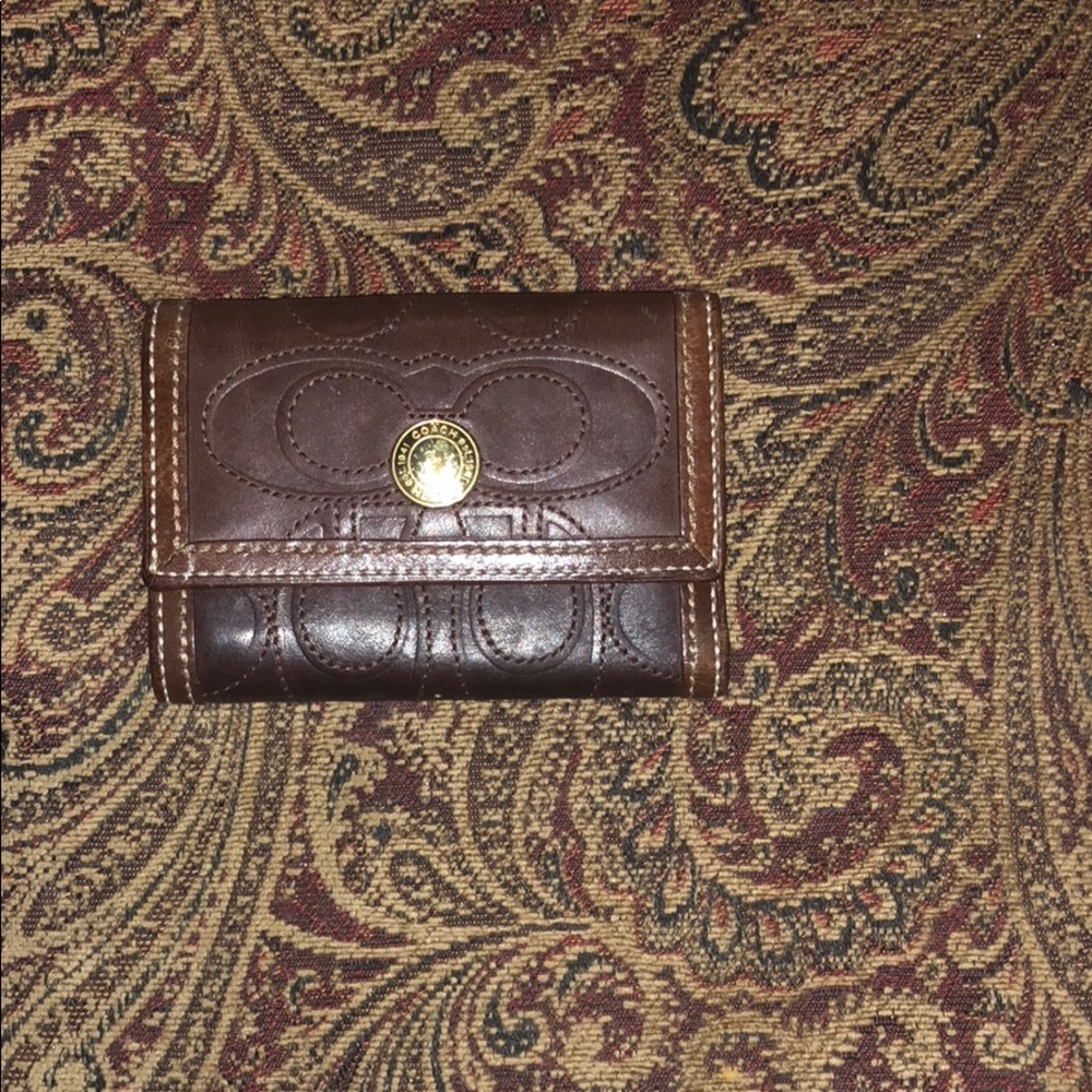 Brown leather coach wallet